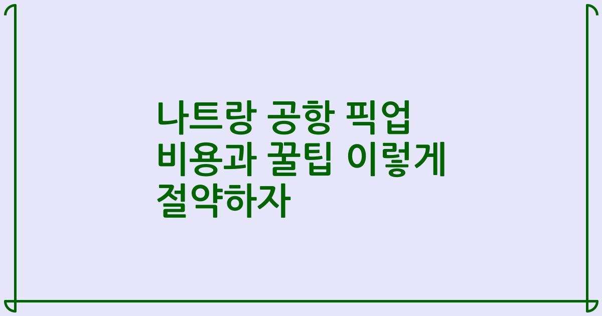 나트랑 공항 픽업 비용과 꿀팁 이렇게 절약하자