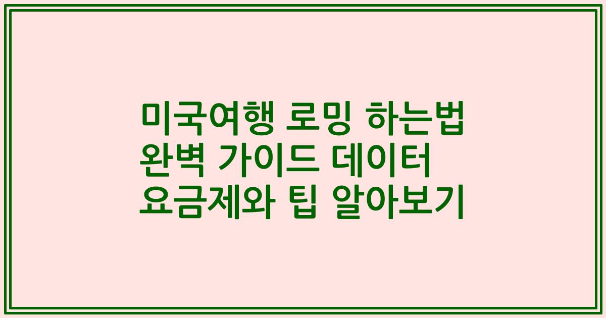 미국여행 로밍 하는법 완벽 가이드 데이터 요금제와 팁 알아보기